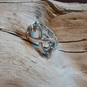 Tiffany and Co. Sterling silver 2 hearts ring.